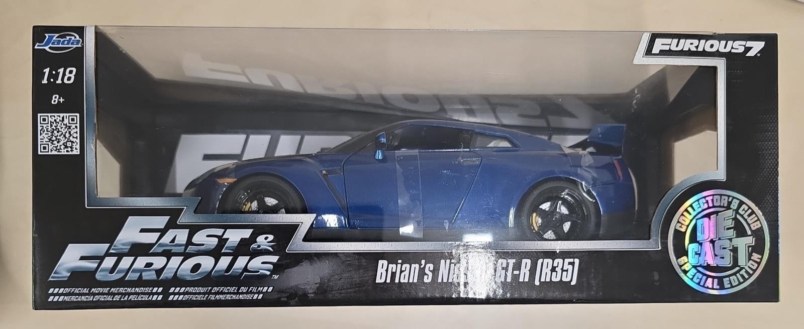 Jada Fast & Furious 7 2009 Nissan GT-R R35 1:18 Brian's Blue 97035 Boxed Diecast