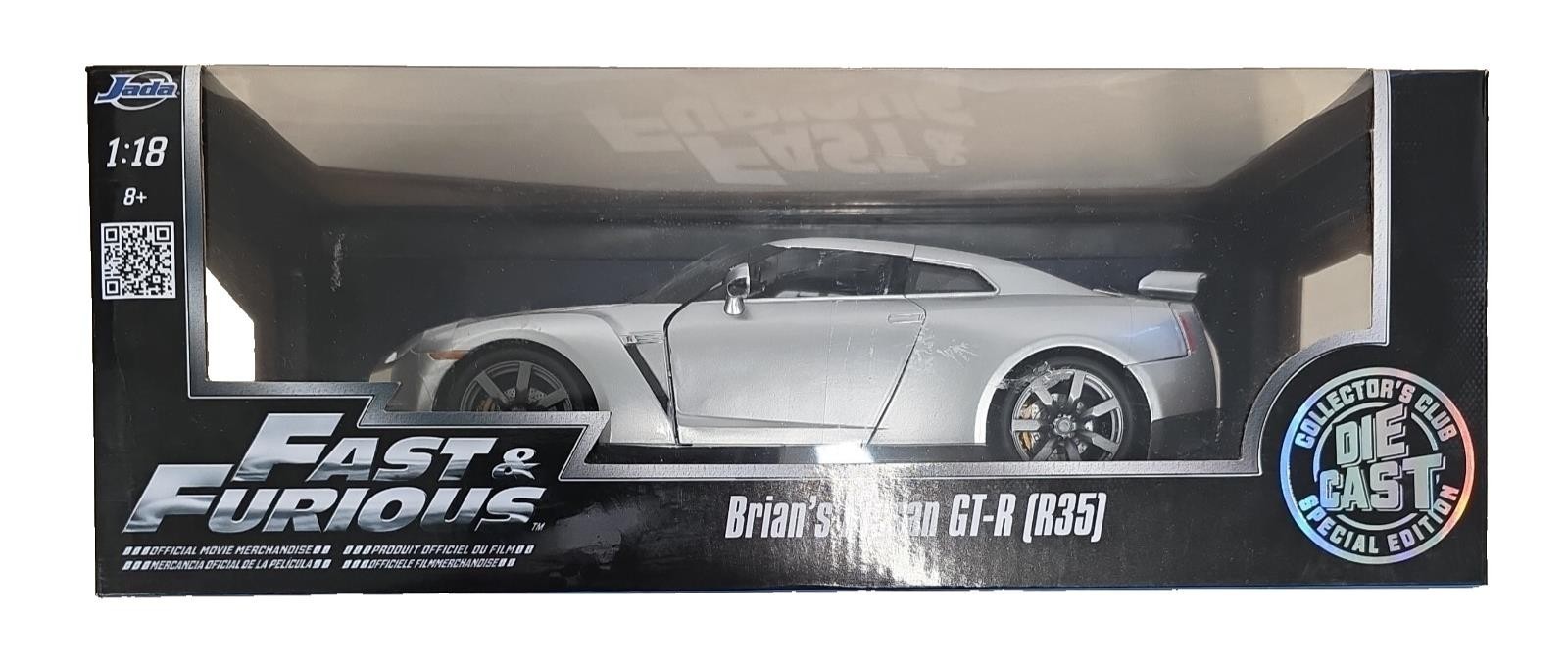 Jada Fast & Furious Nissan GT-R R35 1:18 Brian's Silver Boxed New Diecast
